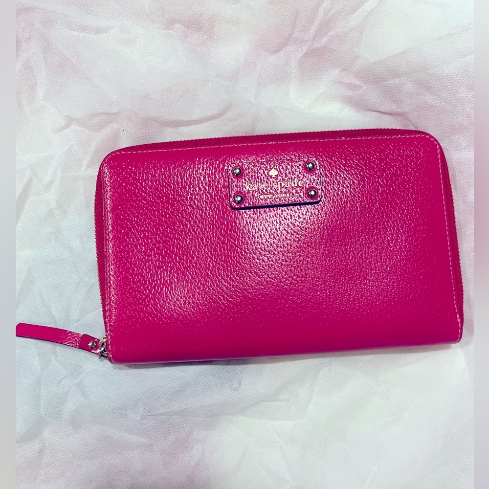 Pink large Kate Spade zip around wallet
